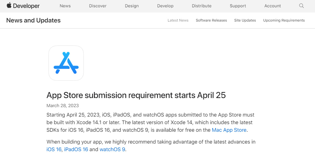 下月起，苹果 App Store 将只接受 Xcode 14 打造的应用(1)