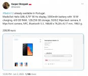 小米葡萄牙官网曝光新款 Redmi 12 手机：配备联发科 Helio G88 处理器，售价 209.99 欧元