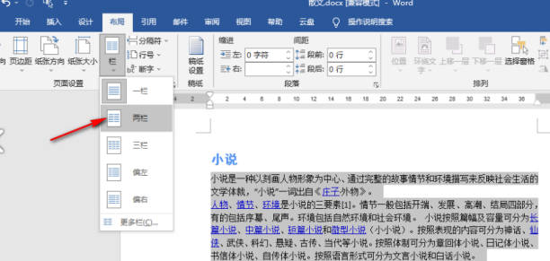 word怎么将最后一段分为两栏(2)