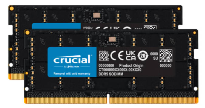 美光英睿达 DDR5-5600 笔记本内存大容量套装上架：48G*2 1799 元
