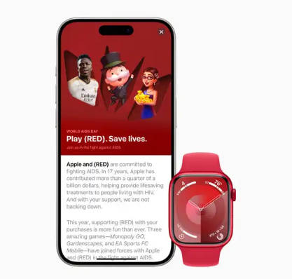 苹果推出（RED）版红色 Apple Watch Series 9 手表，以纪念世界艾滋病日(1)