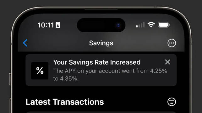 二连涨:苹果美国上调 Apple Card Savings Account 利率至 4.35%