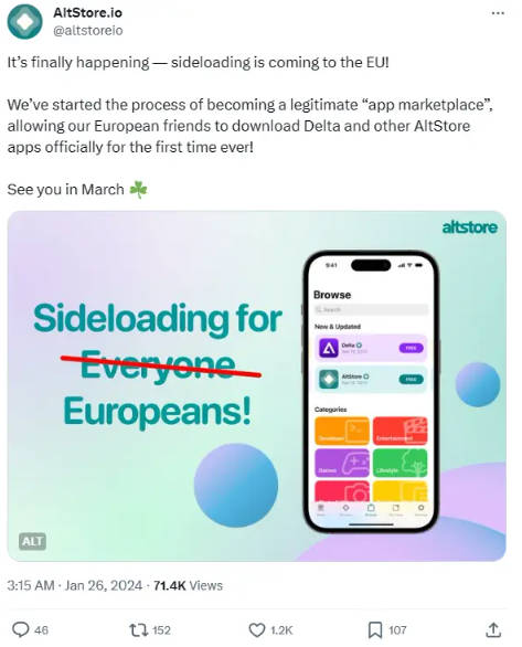 第三方苹果 iOS 应用商店 AltStore 宣布启动“合法化”进程：欧洲朋友们三月见(1)