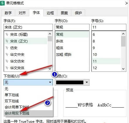 WPS如何添加会计用双下划线(3)