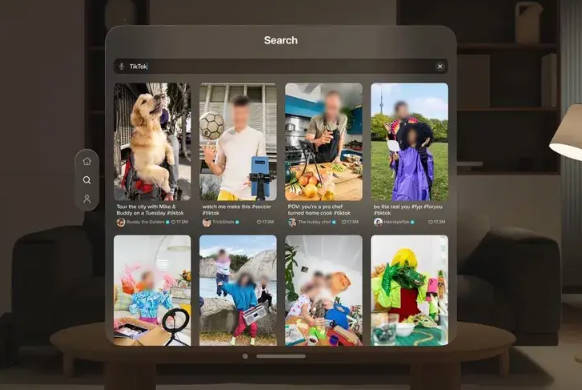 TikTok 原生应用登陆苹果 Vision Pro 头显：界面干净清爽、遵循 3D 纵深设计规范(2)