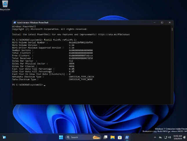 微软 Win11 26052 预览版已将 ReFS 更新至 3.14 版本