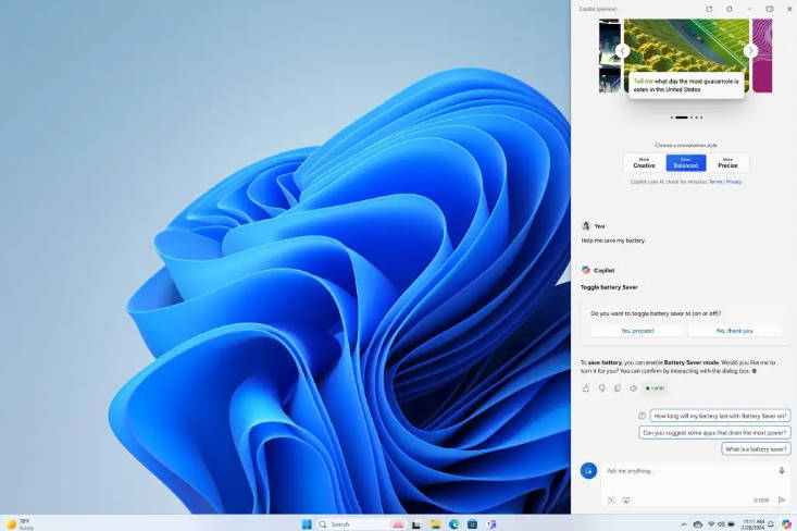 微软改进 Win11 系统 AI 能力:聊天支持启用 3 款插件、解锁“省电模式”等技能(2)