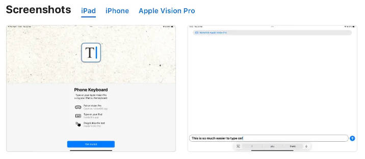 虚拟键盘不好用，第三方开发者为苹果 Vision Pro 头显打造“在 iPhone 上输入文字”应用(1)
