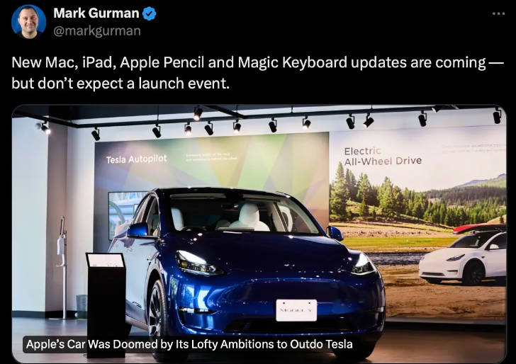 苹果公司有望本周通过新闻稿形式发布 OLED iPad Pro / M3 MacBook Air 等产品(1)