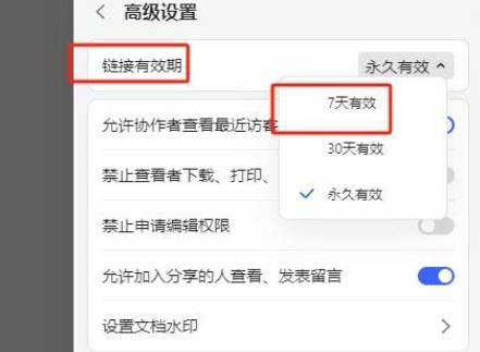 文档分享怎么设置有效期(4)