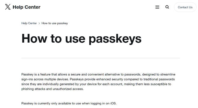X （推特）向全球 iOS 用户推出通行密钥（Passkey）登录功能
