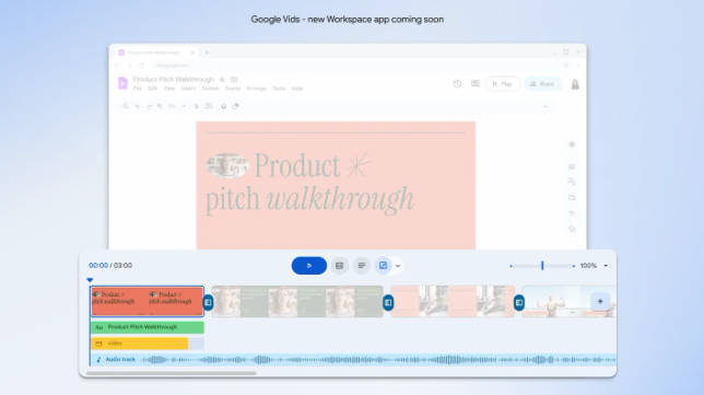谷歌推出 AI 创作应用 Google Vids：会 PPT 就能做视频、支持多人协作(1)