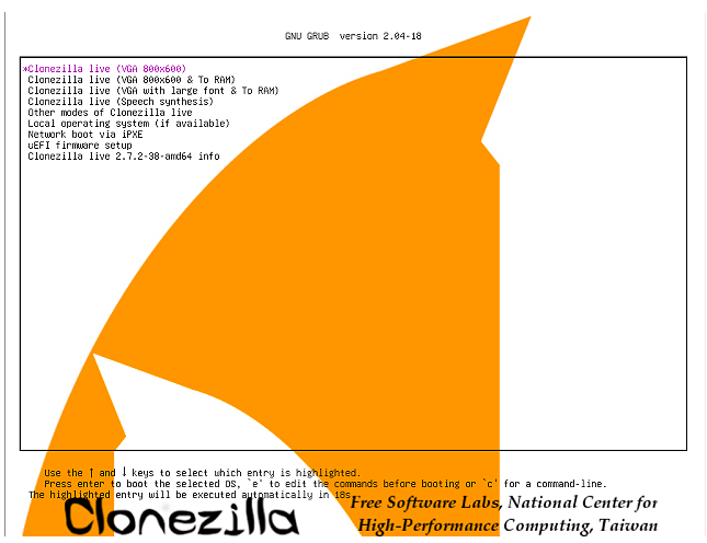 Clonezilla live备份Windows10